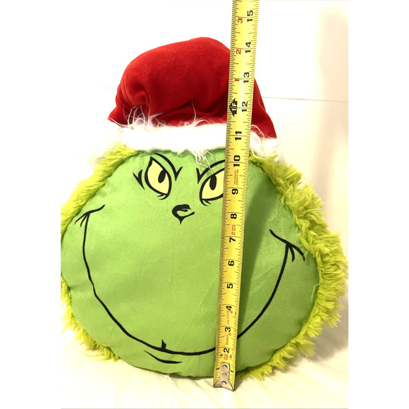 Grinch Christmas Tree Topper Ornament Decoration Large Stuffed Furry Grinch Head - Picture 2 of 6